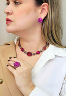 Anel Simpatia Vintage com pedras fucsias