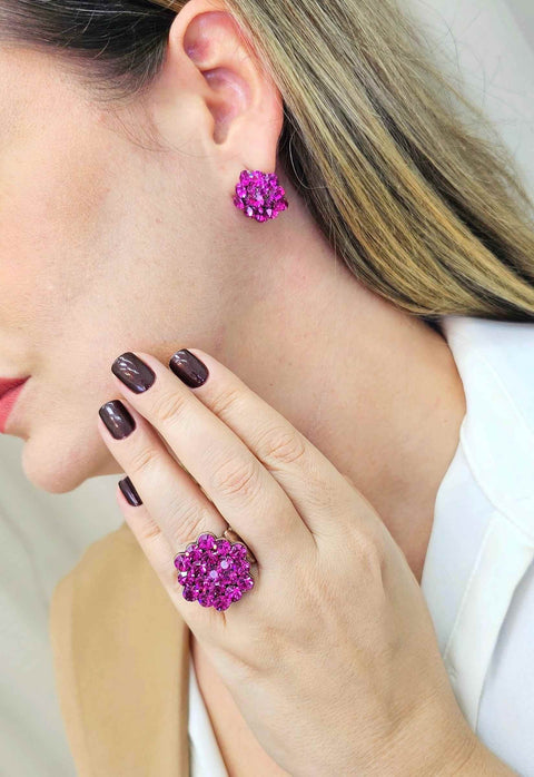 Anel Simpatia Vintage com pedras fucsias
