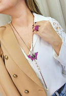 Anel Simpatia Vintage com pedras fucsias