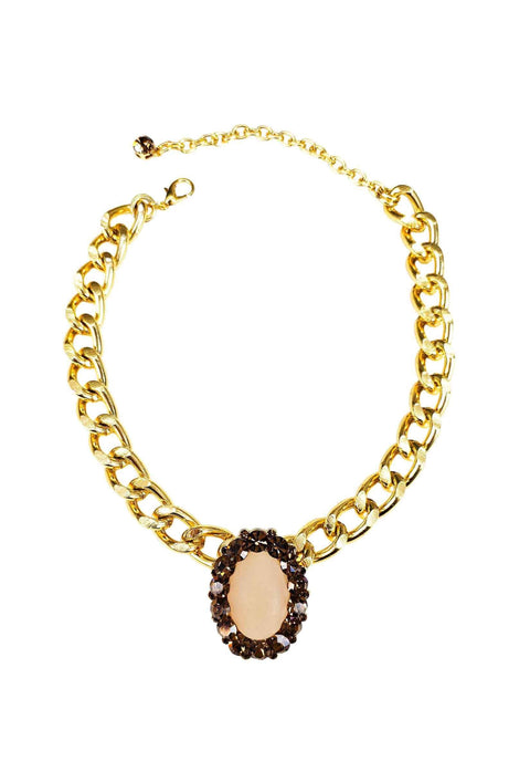 Choker Aurélia gold com pedras marrom
