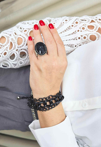 Pulseira Ebano preta de correntaria