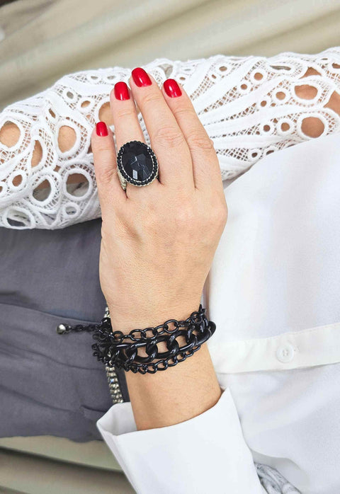 Pulseira Ebano preta de correntaria