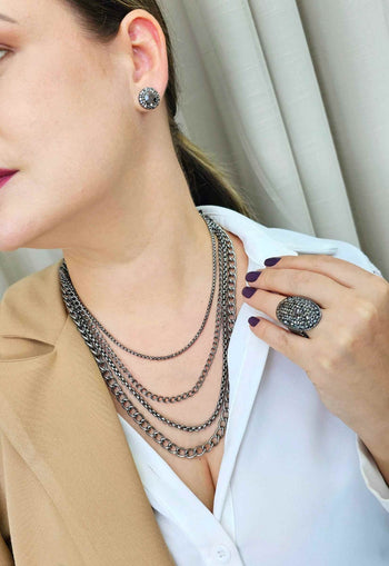 Colar Inspiração Onix com mix de correntes