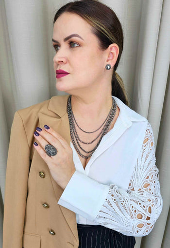 Colar Inspiração Onix com mix de correntes