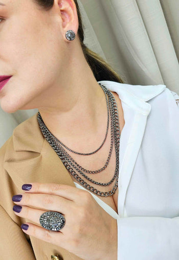 Colar Inspiração Onix com mix de correntes