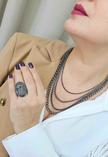 Colar Inspiração Onix com mix de correntes