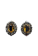 Brinco Presença ouro velho oval com strass hematite
