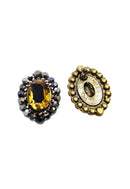 Brinco Presença ouro velho oval com strass hematite
