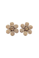 Brinco de Flor Liz com strass light peach banhado no vintage