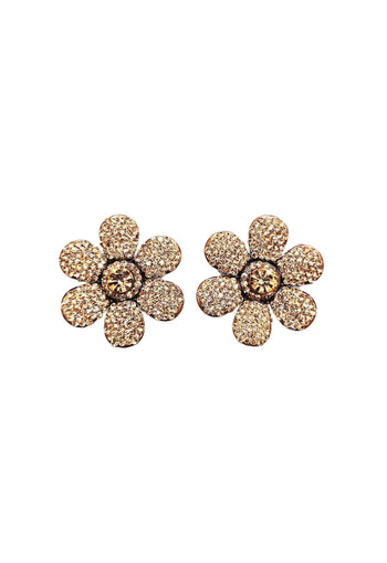 Brinco de Flor Liz com strass light peach banhado no vintage