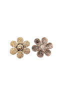 Brinco de Flor Liz com strass light peach banhado no vintage