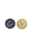 Brinco Atena dourado com pedras coloridas