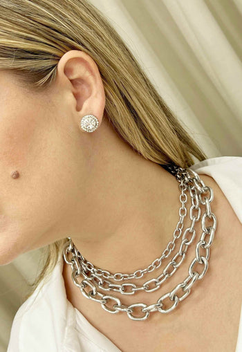 Brinco Vick cristal banhado no prata