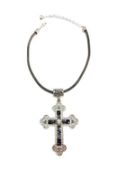 Crucifixo Teresa grafite com pedras hematite e pretas
