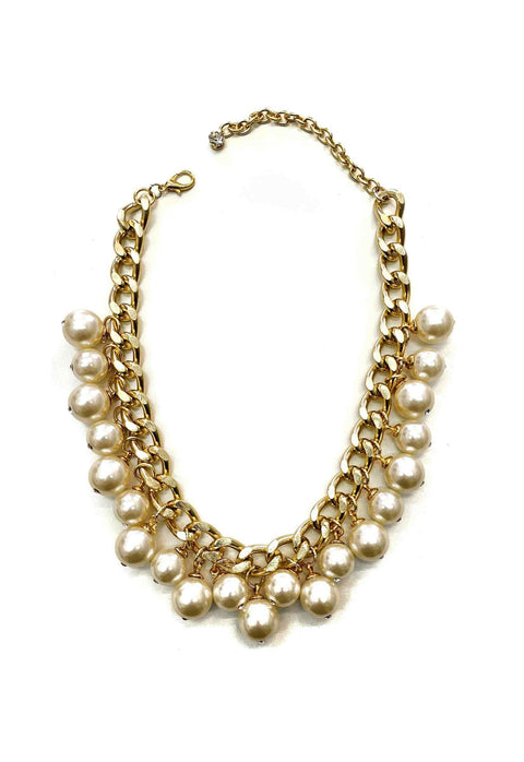 Colar Nostalgia Classic com perolas banhado no dourado