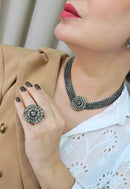 Colar Calista com pingente black diamond e venezianas onix