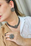 Colar Calista com pingente black diamond e venezianas onix