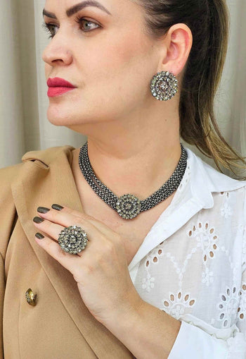 Brinco Calista com pedras black diamond