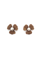 Brinco Dara de flor vintage com perolas