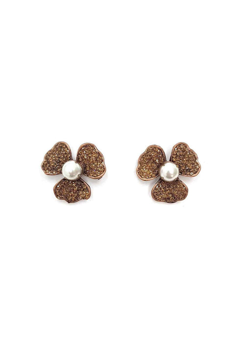 Brinco Dara de flor vintage com perolas