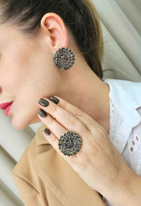 Anel Calista com pedras black diamond