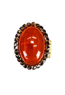 Anel Belladonna com pedra terracota banhado no dourado