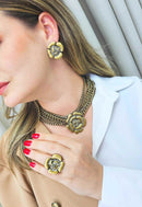 Brinco Acrópolis flor ouro velho