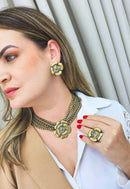 Brinco Acrópolis flor ouro velho