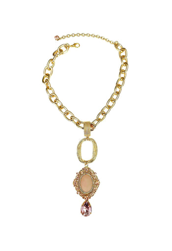 Colar Paty Gold com elos dourados e pingente light peach