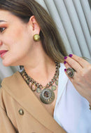 Maxi colar Dominique com pingentes em ouro velho e strass black diamond