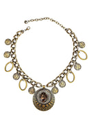 Maxi colar Dominique com pingentes em ouro velho e strass black diamond