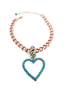Colar Robin com pingente de coração blue zircon