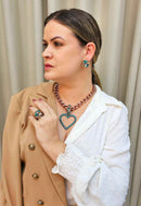 Colar Robin com pingente de coração blue zircon