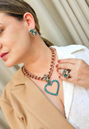 Colar Robin com pingente de coração blue zircon