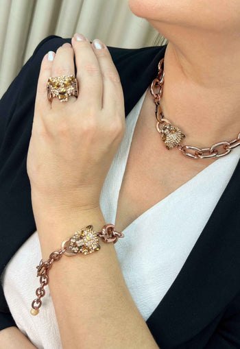 Pulseira Cibele de onça pêssego vintage