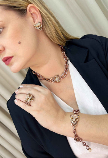 Pulseira Cibele de onça pêssego vintage