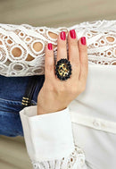 Anel Nefertari animal print banhado no vintage