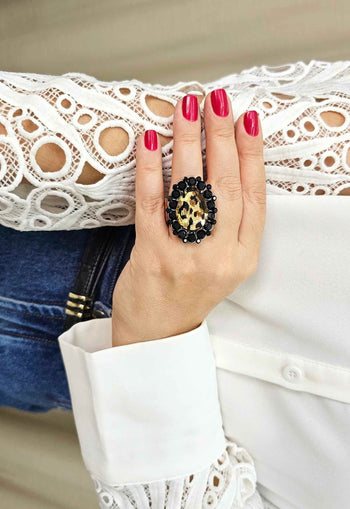 Anel Nefertari animal print banhado no vintage