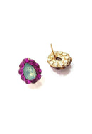 Brinco Anina drop com pedras coloridas banhado no dourado