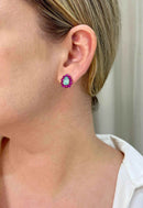 Brinco Anina drop com pedras coloridas banhado no dourado