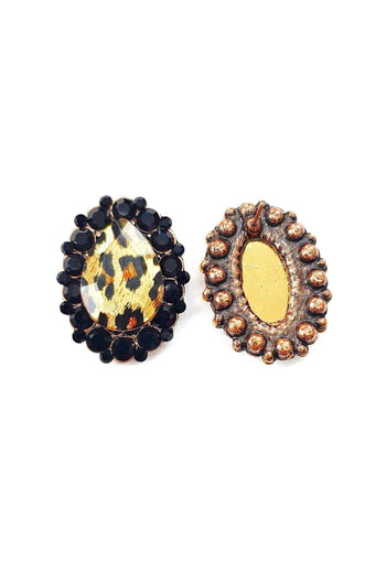 Brinco Nefertari animal print banhado no vintage