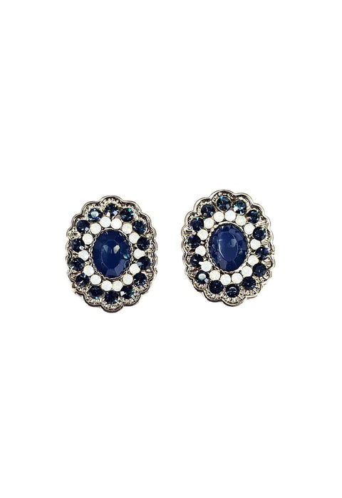 Brinco Coliseu silver de pedras azuis e opal banhado no prata