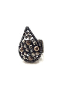 Anel Zilá onix de gota com strass hematite banhado no grafite