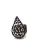 Anel Zilá onix de gota com strass hematite banhado no grafite