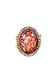 Anel Tessália oval com pedra coral e Light Peach banhado no dourado
