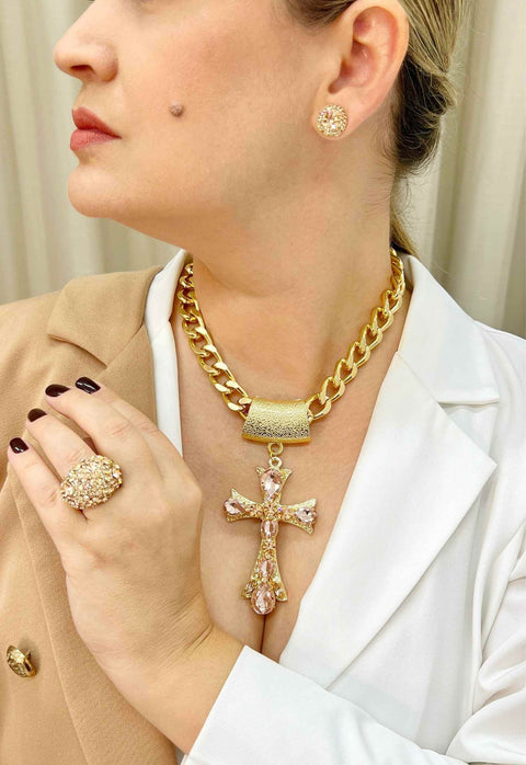 Brinco Vick peach banhado no dourado