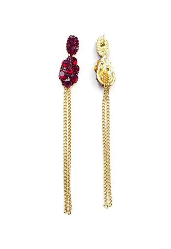 Brinco Rubi Glam dourado com pedras vermelhas