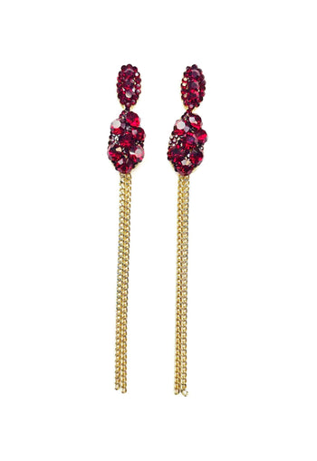 Brinco Rubi Glam dourado com pedras vermelhas