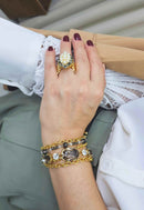 Pulseira Aurora dourada com pedras black diamond