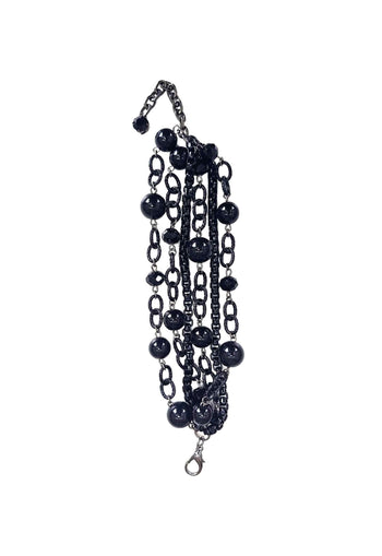 Pulseira Momentos black com pedras e elos pretos